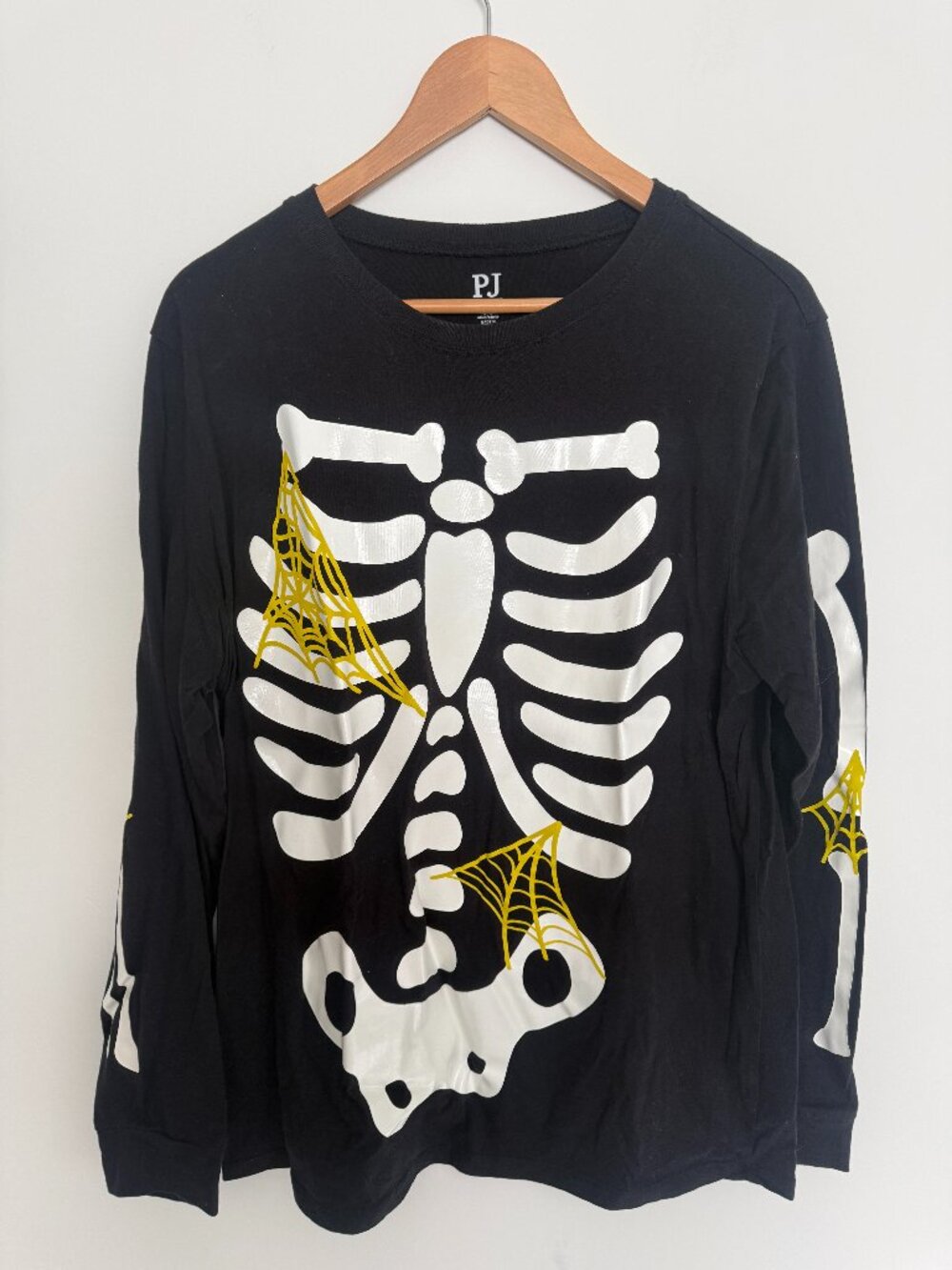 PJ Place Adult Unisex Black Skeleton 2 Piece Pajama Set Size L